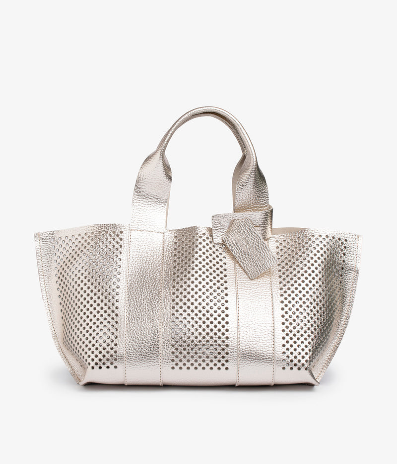 perfed tote / sterling cervo lame