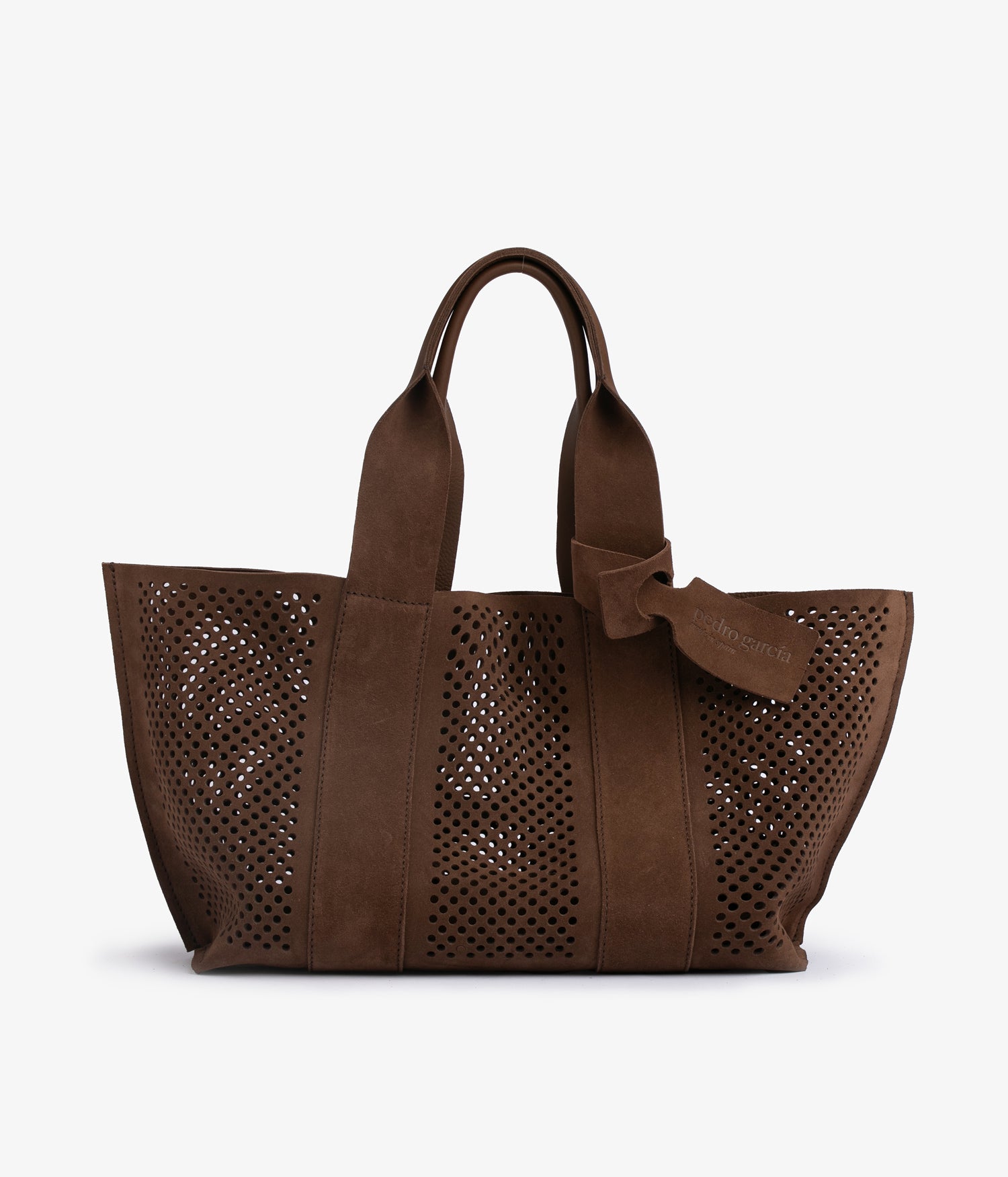 Tote bag in dark brown suede | Perfed tote | Spring Summer 26