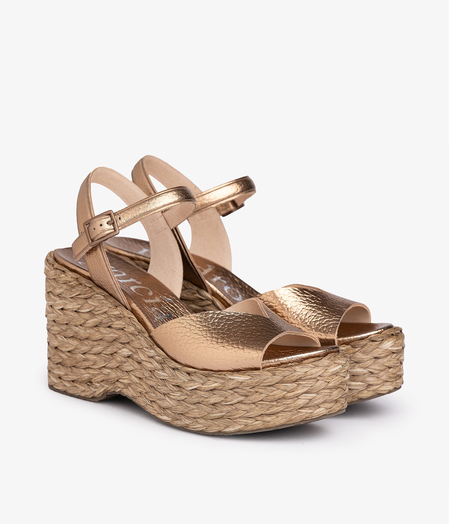 river island rose gold wedges