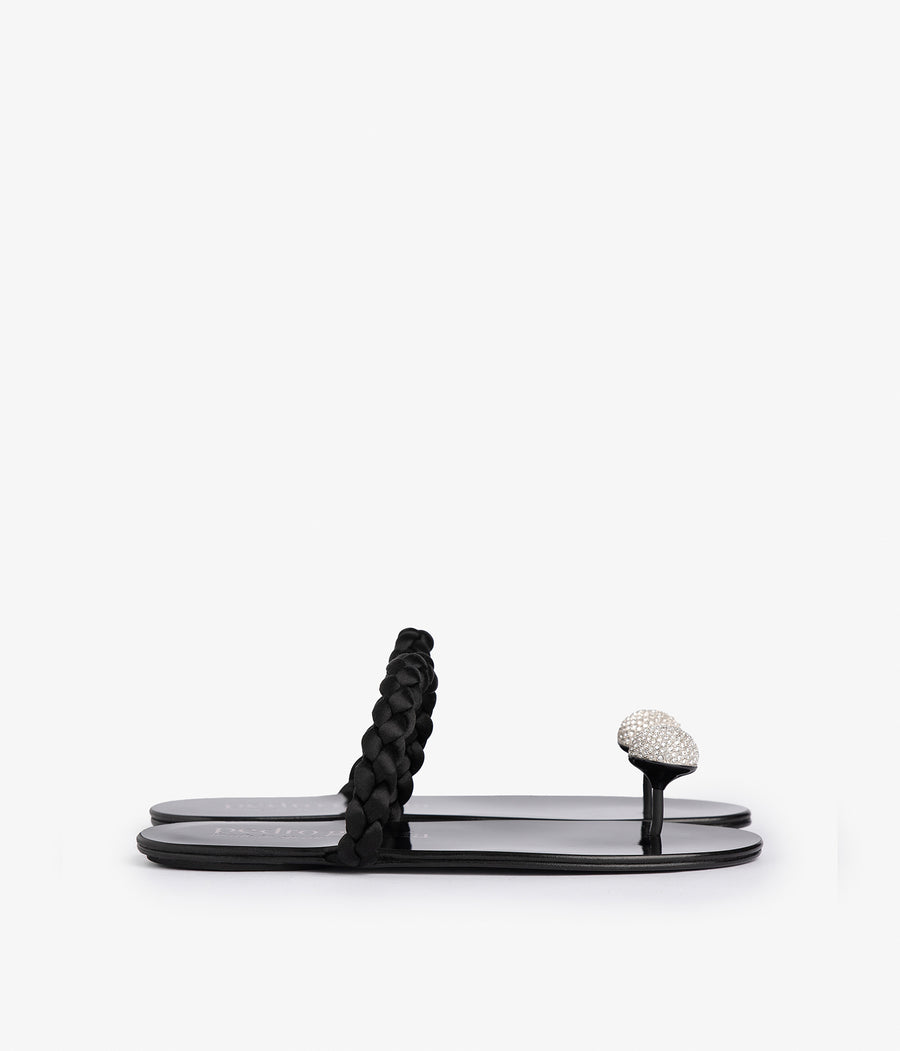 pipa / black satin-silver crystal