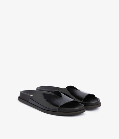 pedro garcia slide black patent leather 1