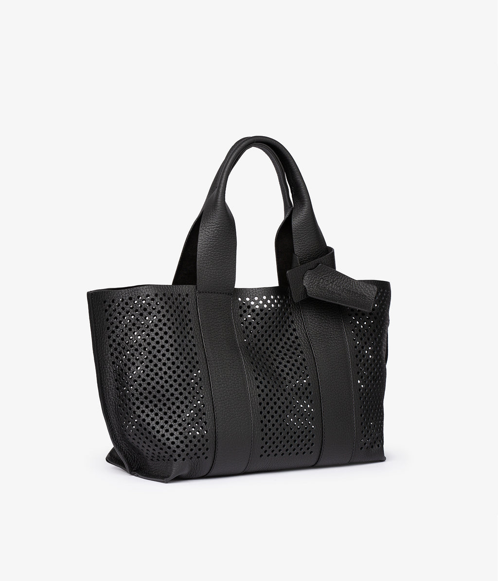 black leather bag perfed tote pedro 3garcia