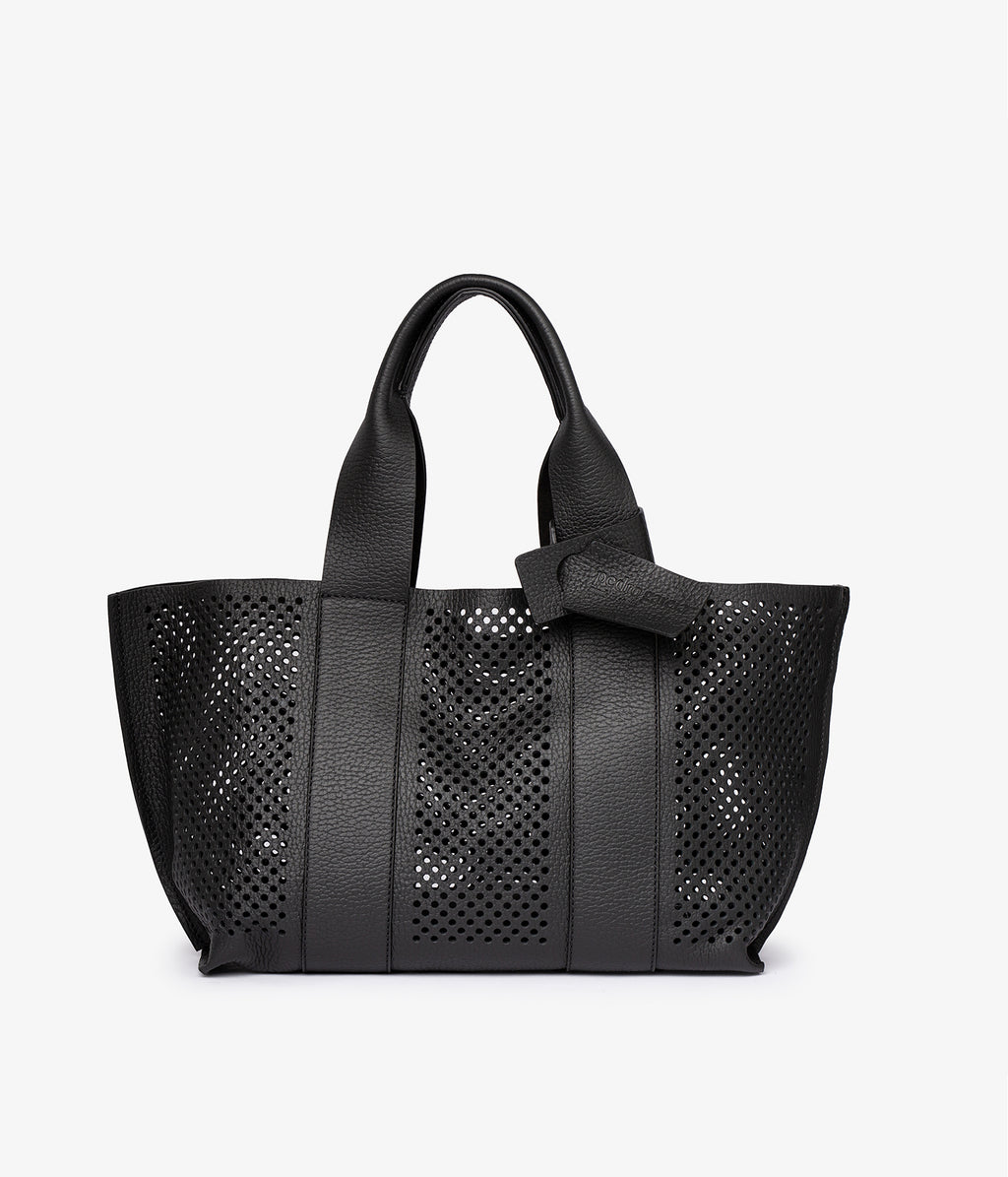 black leather bag perfed tote pedro garcia 1