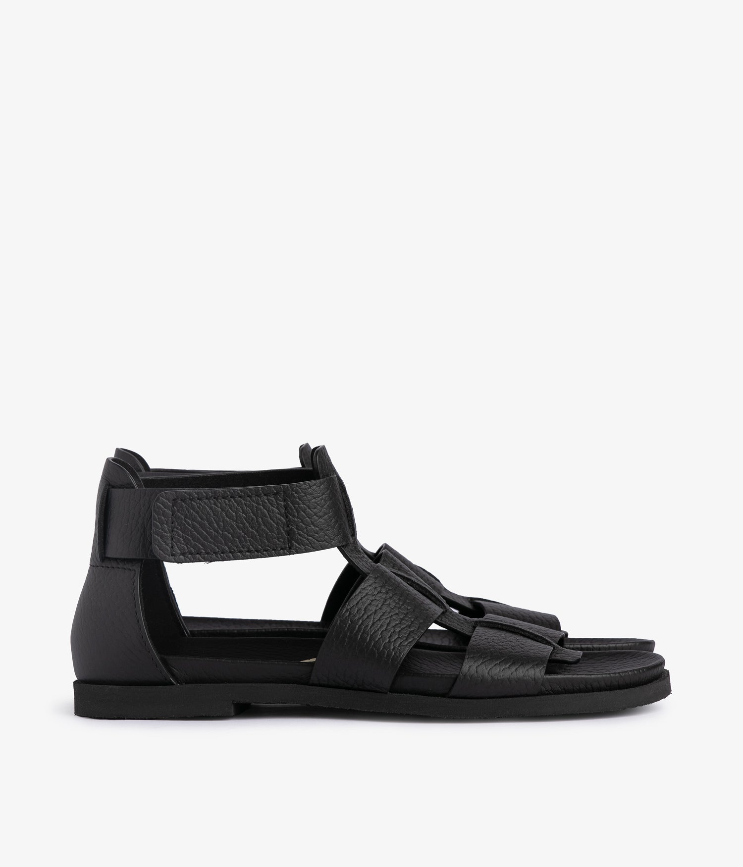 Anatomical fisherman sandal in black leather | Jessica | Spring
