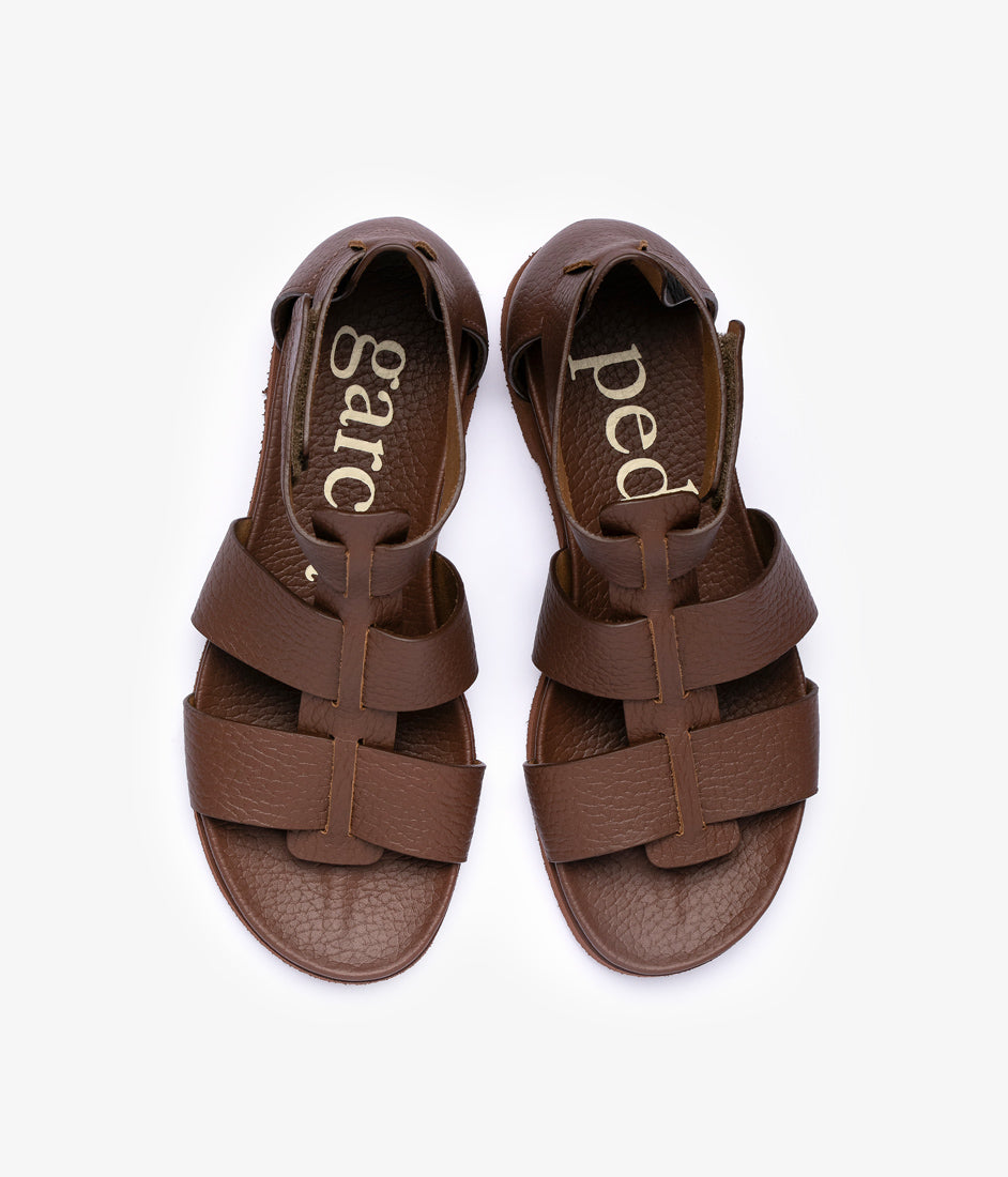 (A0028)ペドロ(PEDRO MUNOZ)「街並」 Anatomical fisherman sandal in brown leather | Jessica | Spring