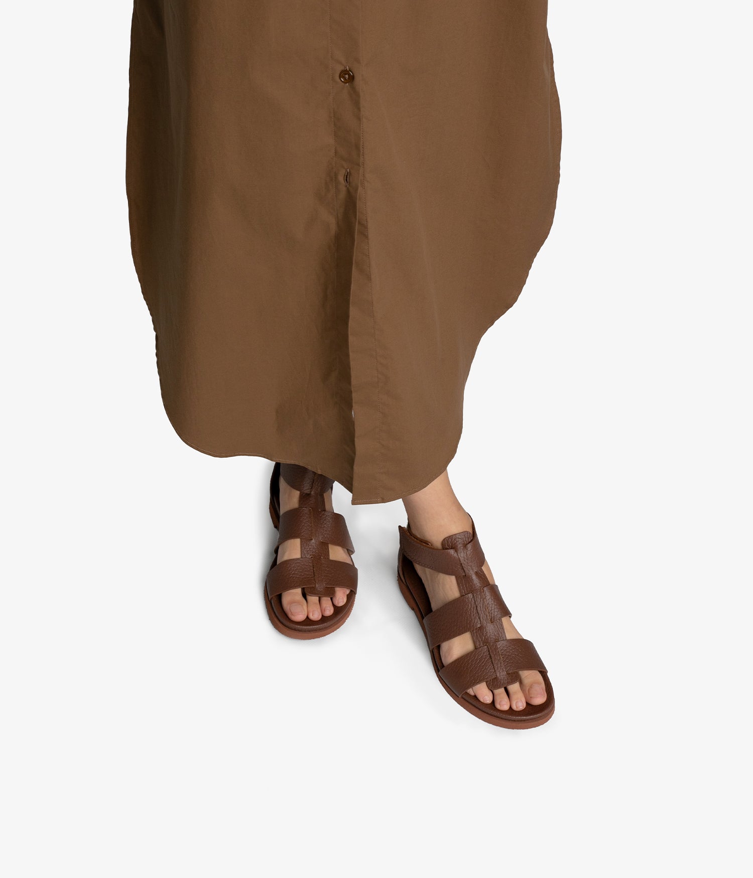 (A0028)ペドロ(PEDRO MUNOZ)「街並」 Anatomical fisherman sandal in brown leather | Jessica | Spring