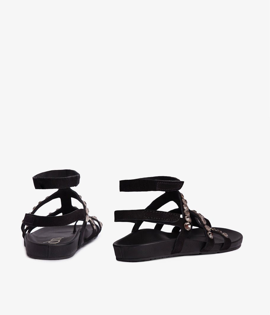 gladiator sandal black suede with crystals aroa pedro garcia ss24 4