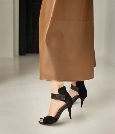 high heel sandal velcro closure black suede yoanna aw25 pedro garcia 1