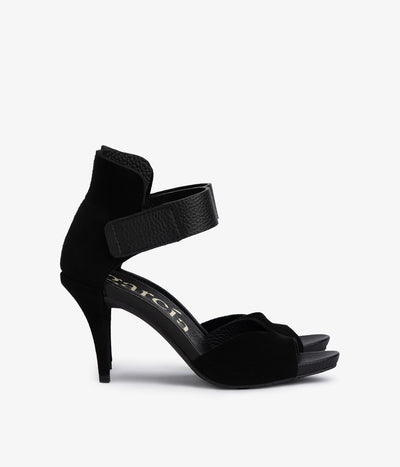 high heel sandal velcro closure black suede yoanna aw25 pedro garcia 1