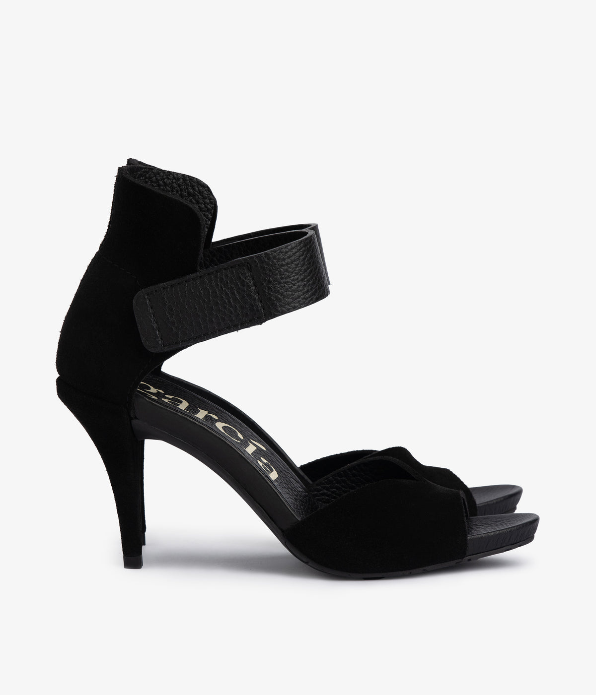 high heel sandal velcro closure black suede yoanna aw25 pedro garcia 3