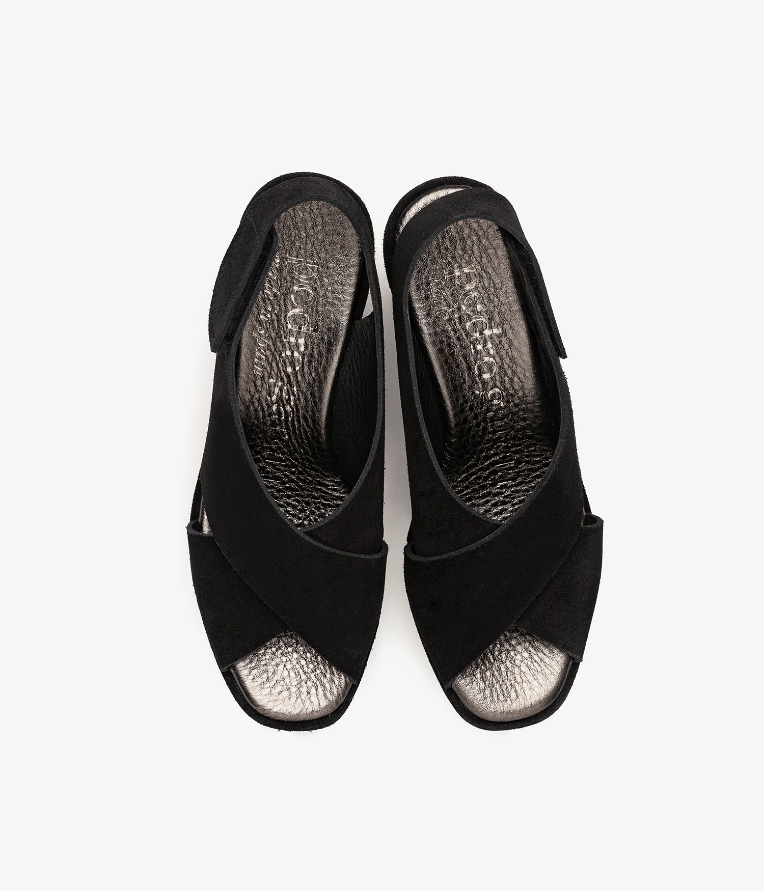 Criss-cross wedge sandal in black suede | Federica | Essentials collection  | PEDRO GARCIA | Pedro García