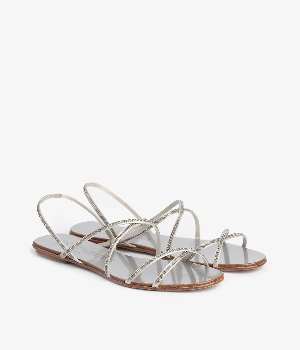 pedro garcia crystal sandal metallic white esme ess 1