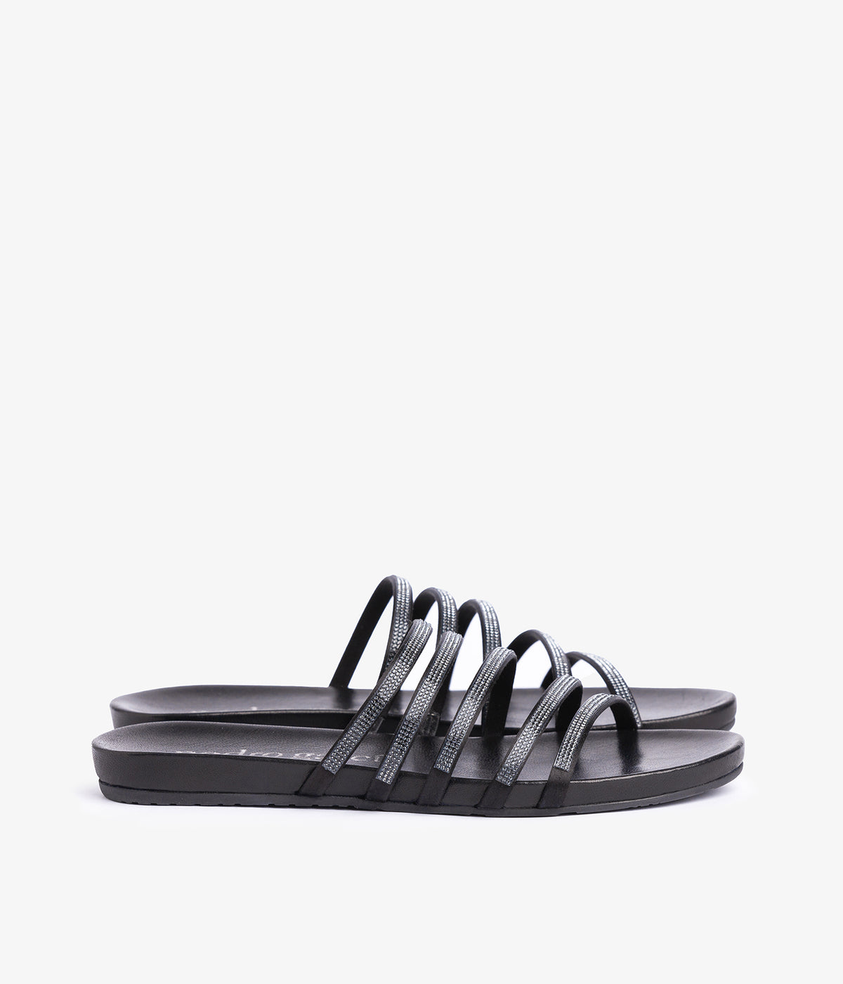 pedro garcia crystal satin black sandal ess 2