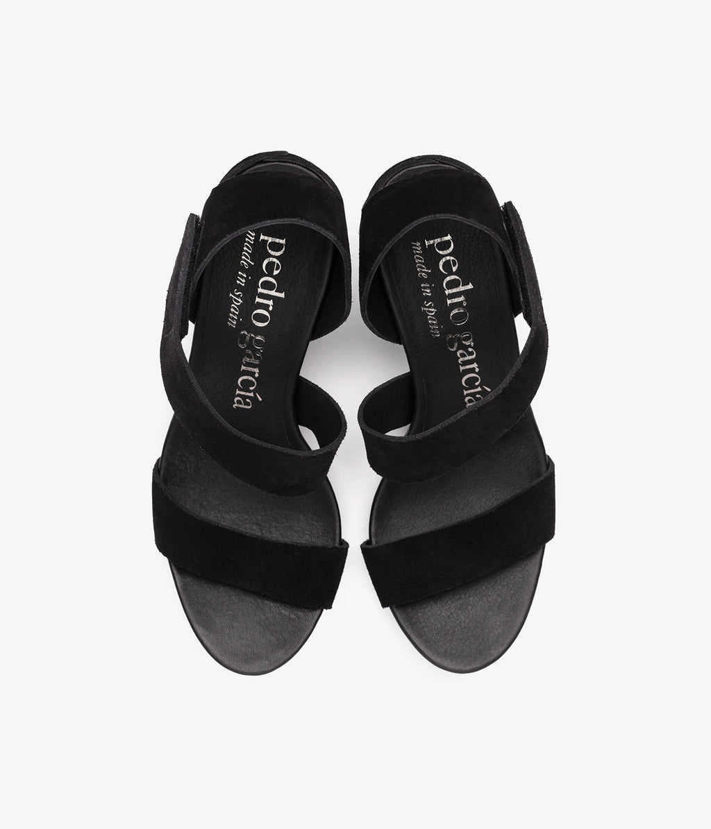 pedro garcia mid heel sandal black suede west ess 3