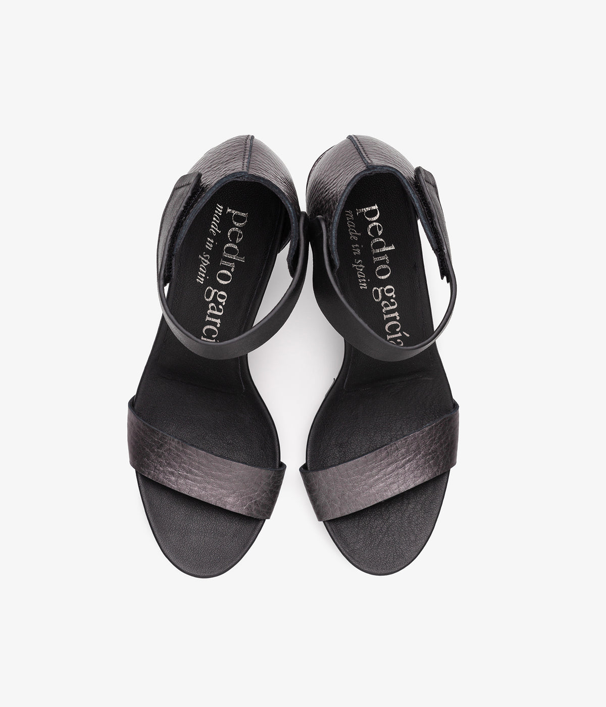 pedro garcia midi heel sandal metallic black winka ess 1