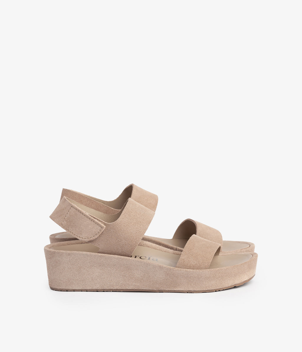 pedro garcia slide flatform sandal beige suede lacey ess grid