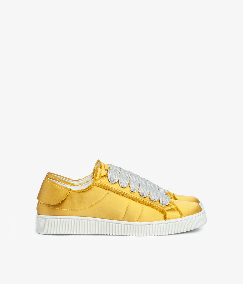 pedro garcia sneaker satin Wide flat laces yellow persy aw23 1