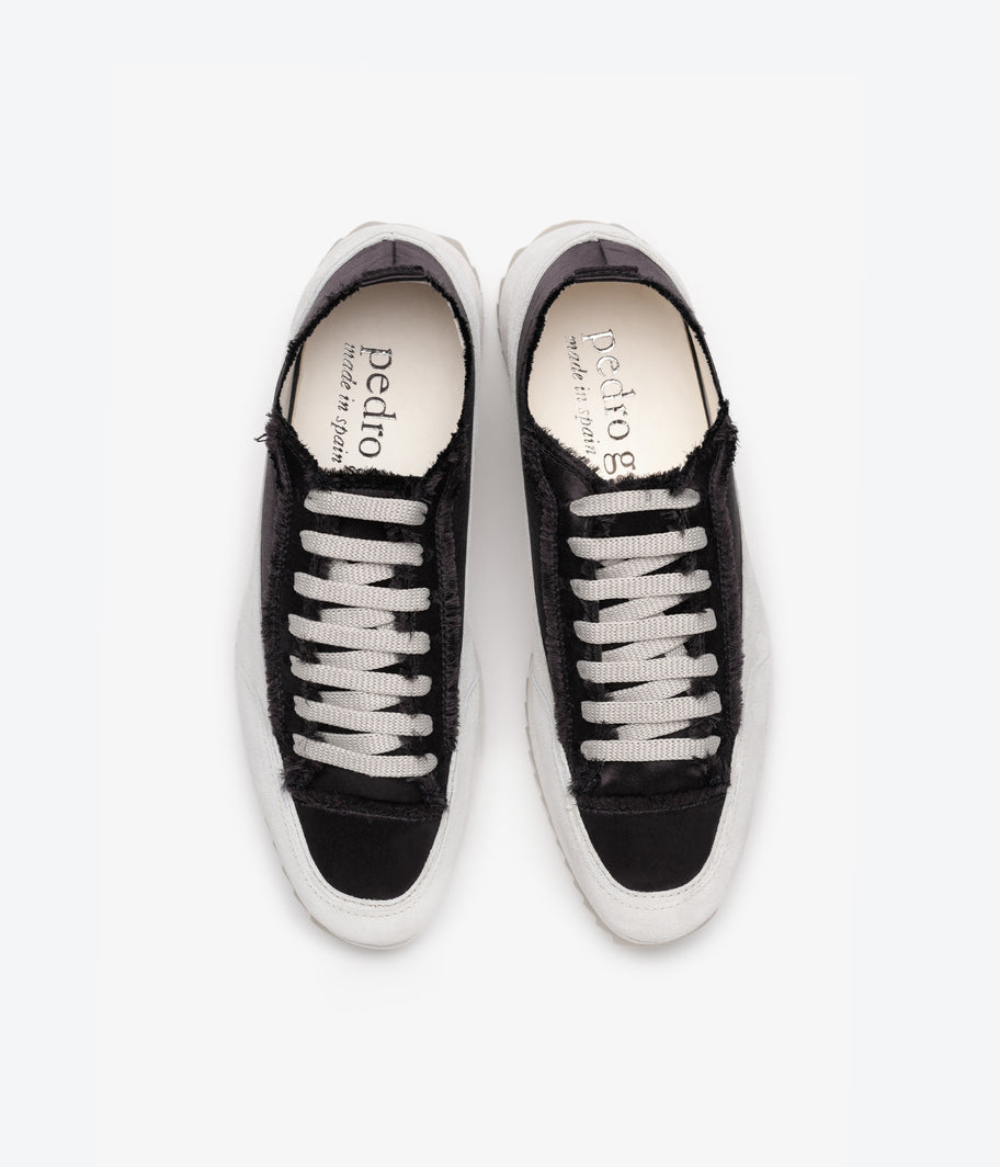 pedro garcia sneaker wedge black silk satin orella 3