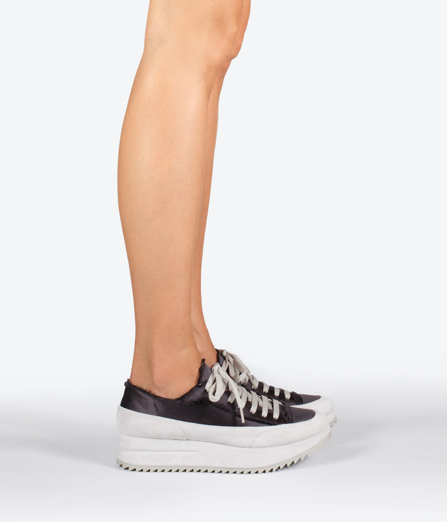 pedro garcia sneaker wedge black silk satin orella grid