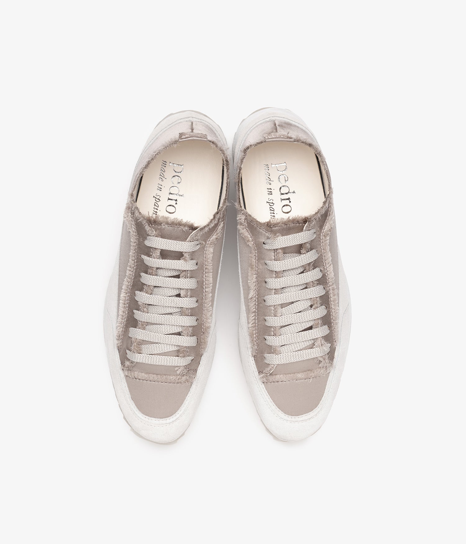 Flatform sneaker in grey satin | Orella | Essentials collection | PEDRO ...