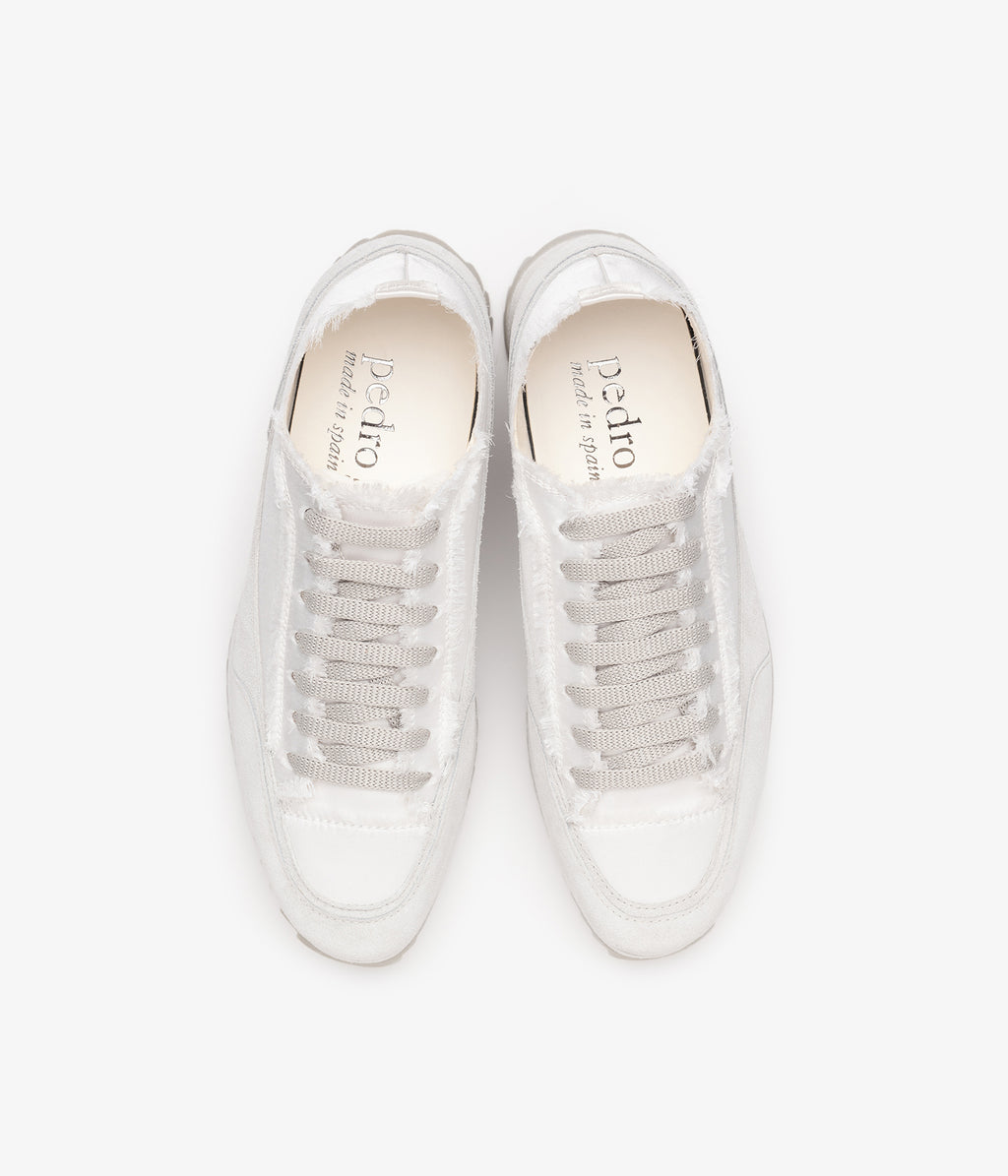 pedro garcia sneaker wedge white silk satin orella 3