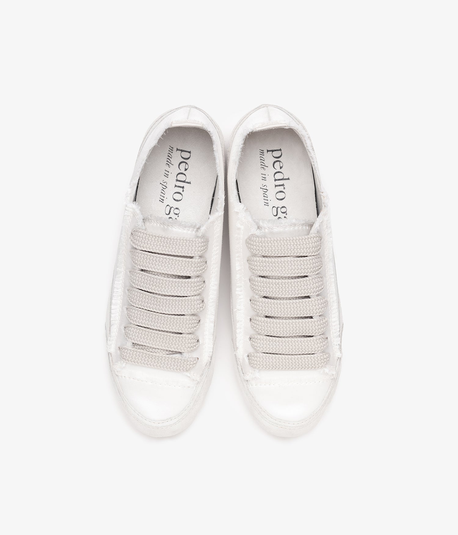 White frayed satin sneaker | Parson | Essentials collection | PEDRO ...