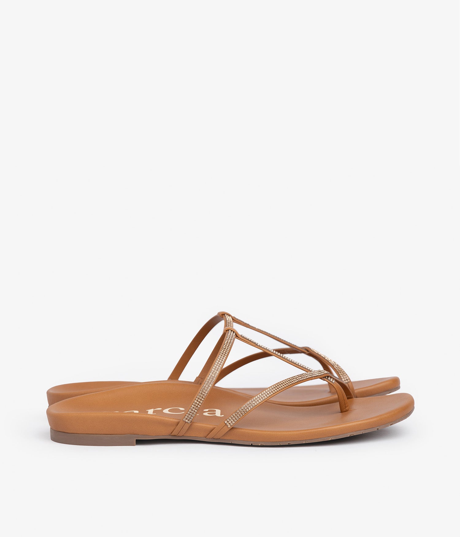 Brown leather crystal flat sandal Belisa Autumm Winter 24 PEDRO GARCIA Pedro Garcia