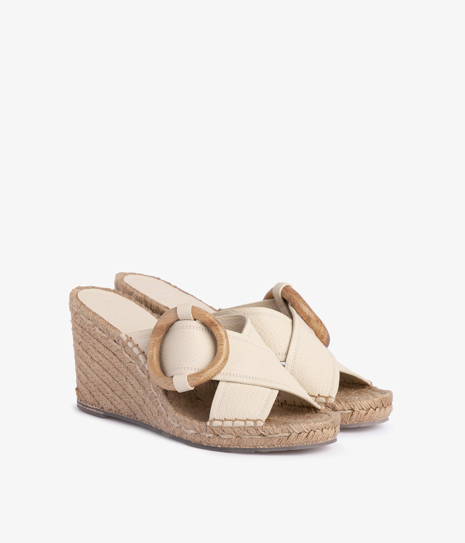 Wegde slide jute sandal in white leather | Orys | Spring Summer 26